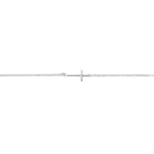 Sterling Silver Sideways Cross Anklet 11” length + 1” extension NWT